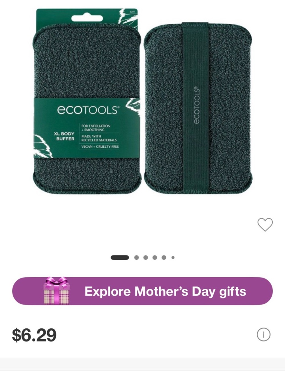 New ecotools XL Body Buffer Exfoliating Bath Sponge in Dark Green 4 pack